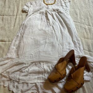 Rue 21 70s-inspired white dress with smocked bust